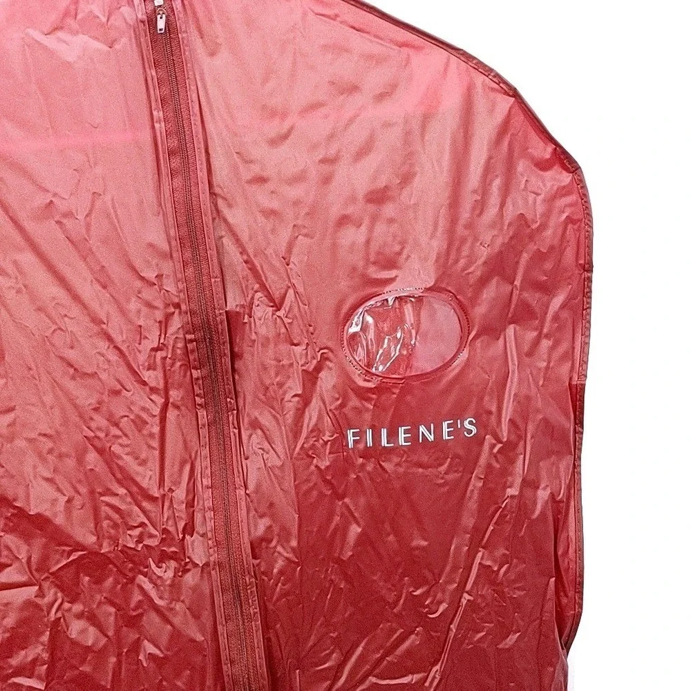 VTG 90s Filene's Red Garment Bag Suit Cover Zippered Travel Storage 36 Inch Logo
